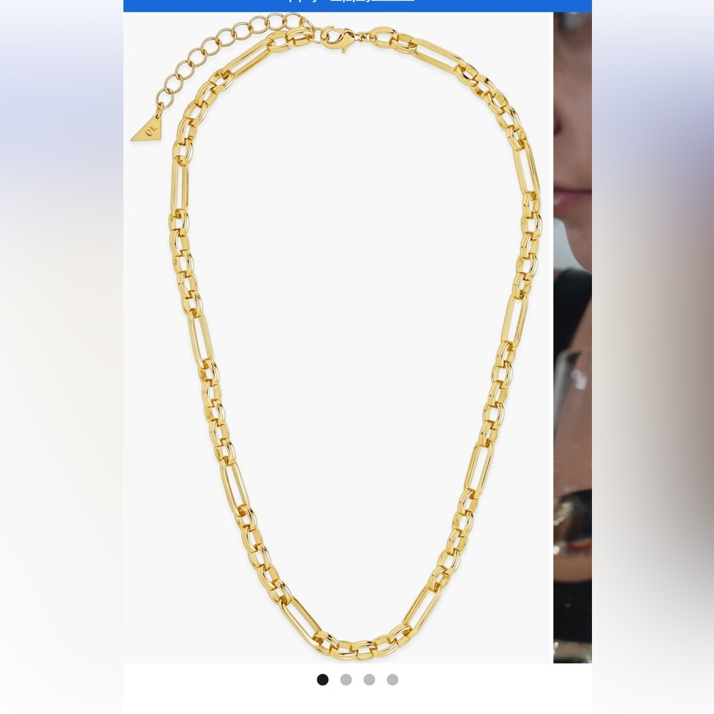 14k Gold Plated Double Link Oval Chain Necklace, NWT